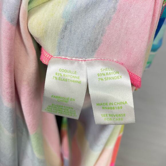 Lilly Pulitzer | Gigi Neon Rainbow Watercolor Blurred Stripe Beach Maxi Dress - Picture 9 of 10